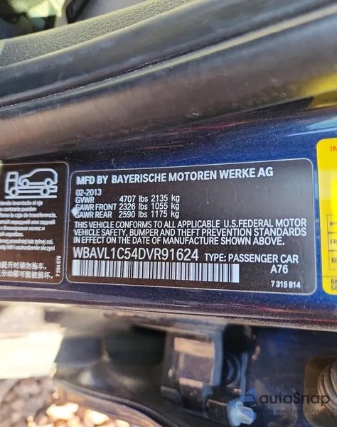 2013 BMW X1 xDrive28I from USA, damaged, VIN WBAVL1C54DVR91624